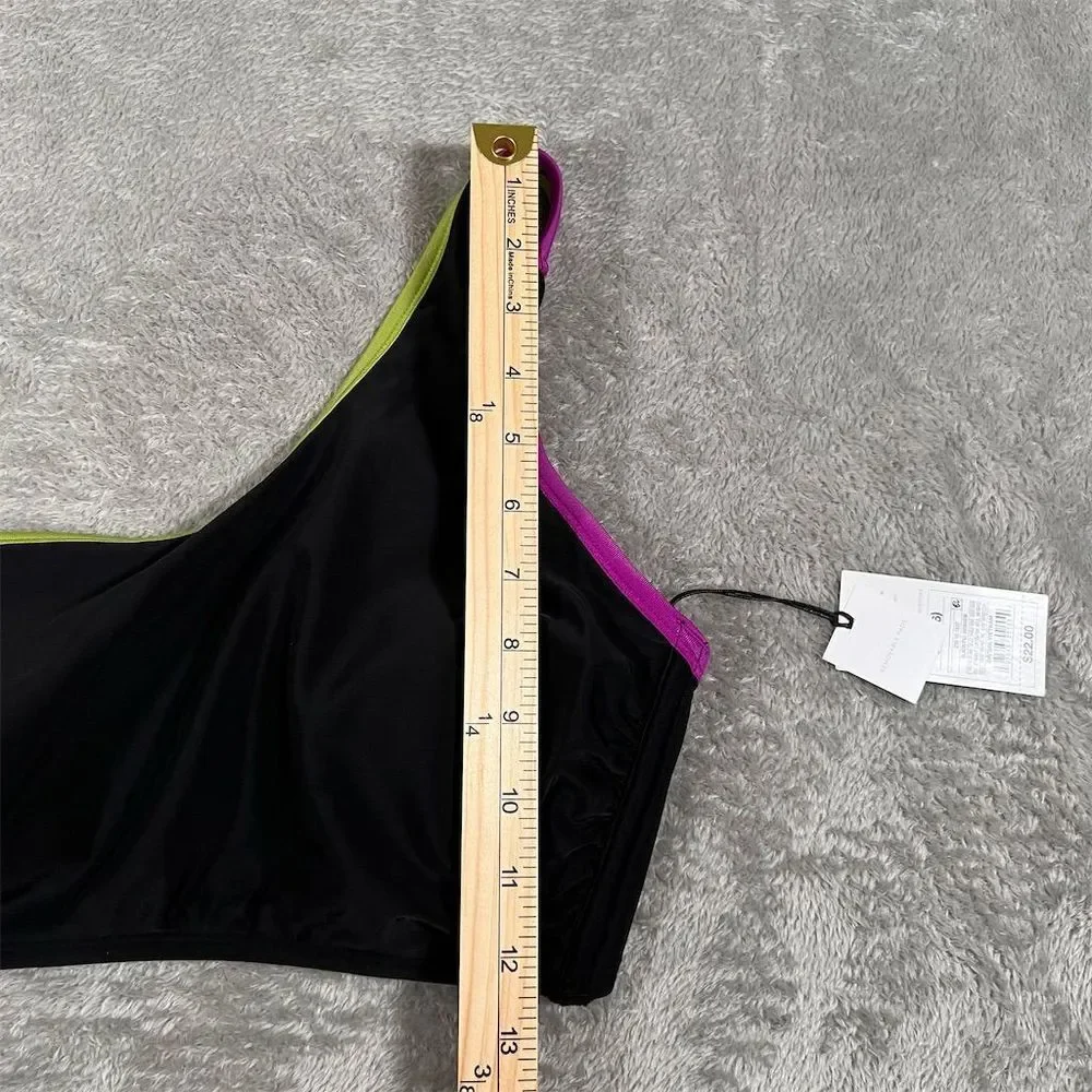 Shade‎ & Shore Women's One Shoulder Bralette Bikini Top Black Size XL NWT